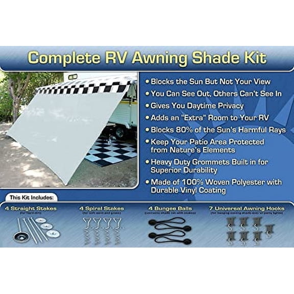 RV Awning Shade Net Motorhome Screen Net 10x18 (White)