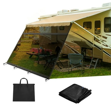 SPEEDWOW RV Awning Shade Screen with Zipper Black Mesh UV Blocker 7*9ft