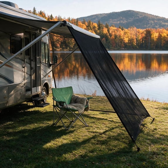 RV Awning Sun Shade Screen 8'x17'3''(Fit for 18' Awning),Black Mesh ...