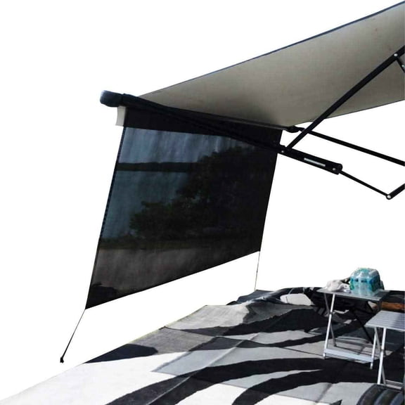RV Awning Sun Shade Screen - Black Mesh Sunshade for Motorhome Camping Trailer, UV Sunblocker Canopy