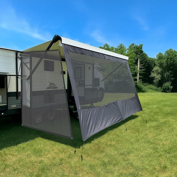 RV Awning Sun Shade Screen Kit with Side Shade, 8'x17'3'' RV Sun Shade for Awnings, 90% UV Protection, Easy to Install, Improves Shadow and Privacy for RVs Camper Trailer