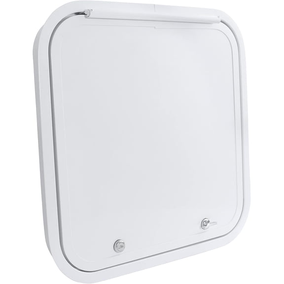 RV Baggage Door 18" Wide X 18" High with Rounded Corners and Thumblocks for RV's- Compartment Access Storage Doors with Top Hinge- Camper Trailer Motor Home