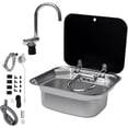 thumbnail image 1 of RV Bar Kitchen Sink Stainless Steel Caravan Camper Hand Wash Basin with Faucet Wash Basin Bar Kitchen RV Caravan Camper Van Boat Outdoor Trailer with Cover and B Tap, 1 of 11