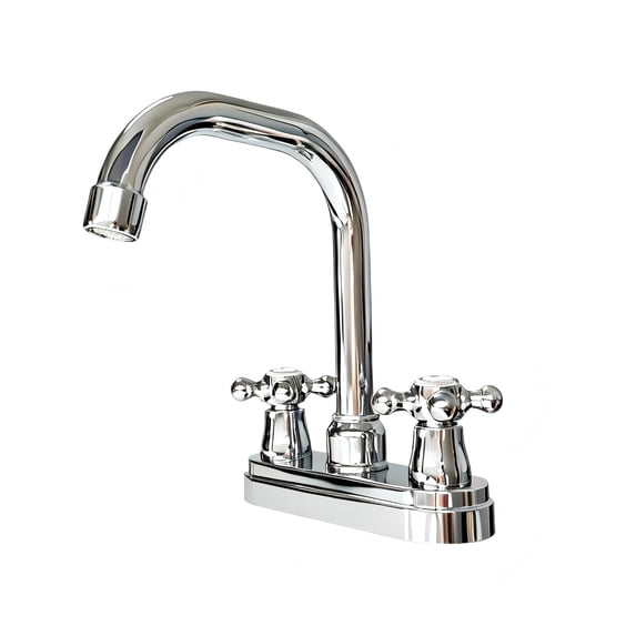 RV Bathroom Faucet, 4-Inch Centerset 2 or 3 Holes Double-Handle Sink Faucet with 2" Brass Threaded Shank & 360° Swivel Spout, for Hot/Cold Water for Vanity for Camper Trailer, CHROME