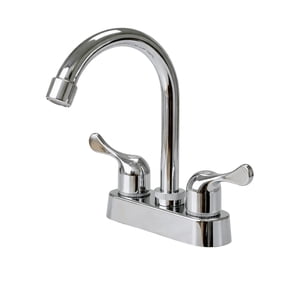 RV Bathroom Faucets 4 Inch Centerset, Double Handle 360° Rotating Spout Camper Sink Lavatory Faucet for RV & Small Bathroom Mobile Home Trailer, Chrome