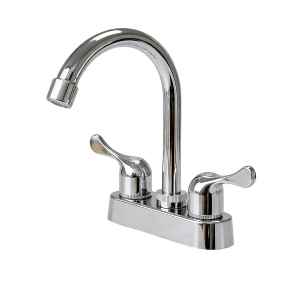 RV Bathroom Faucets 4 Inch Centerset, Double Handle 360 Rotating Spout Camper Sink Lavatory Faucet for RV & Small Bathroom Mobile Home Trailer, Chrome