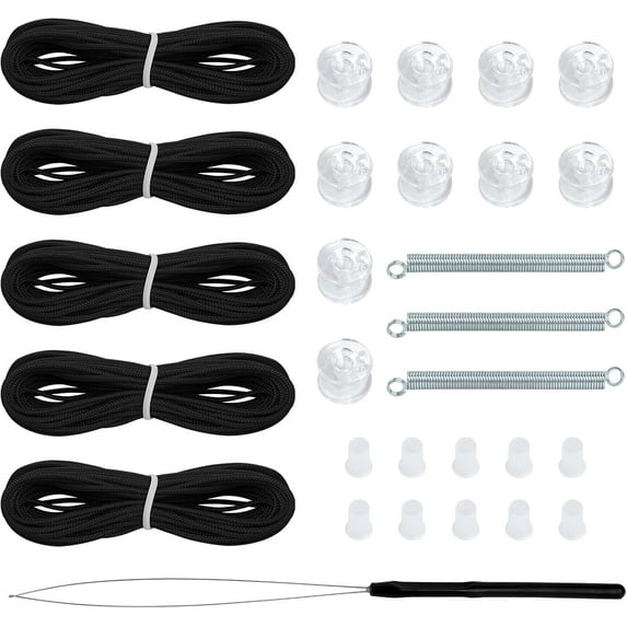 RV Blinds Repair Kit for Camper Window, Pleated RV Shade Repair Kit, Camper Blinds String Maintain for Day Night Pleated Window Shade-Black