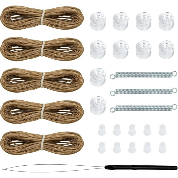 RV Blinds Repair Kit for Camper Window, Pleated RV Shade Repair Kit, Camper Blinds String Maintain for Day Night Pleated Window Shade-Tan