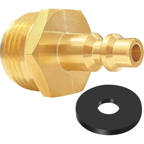 RV Blowout Plug for Winterization, Brass Air Compressor Quick Connect Plug, 1/4" Quick Connect Adapter, Fits 3/4" Garden Hose Thread 36143 (1 pc)