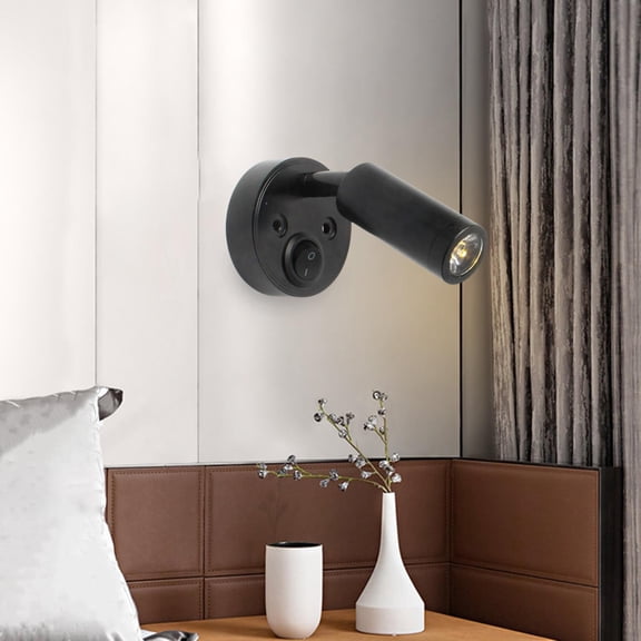 RV Boat Wall Lamp Fixture with Switch Surface Mounted DC12V 24V Bedside Reading Light for Home Yacht Interior Lighting - Black