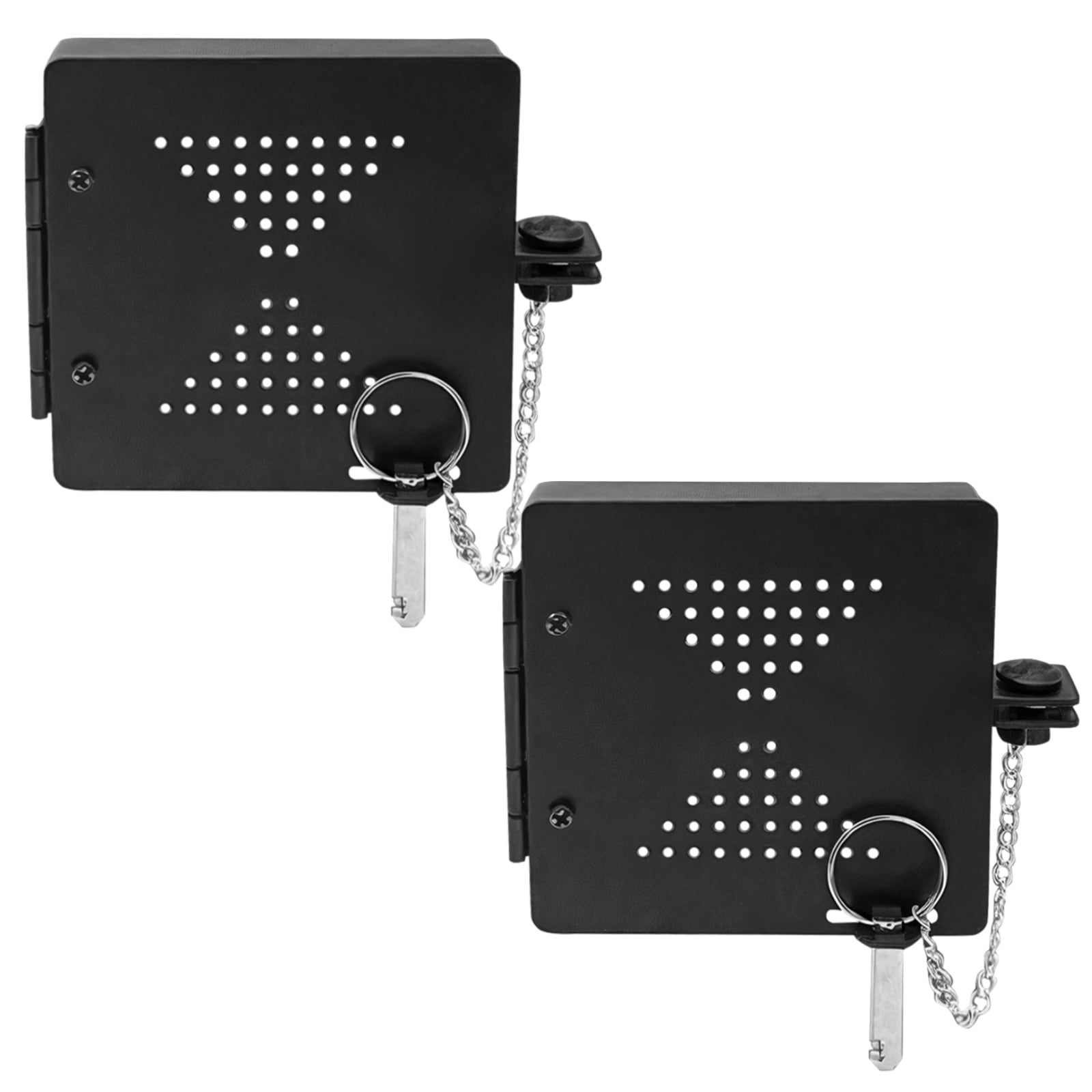 RV Bumper End Cap 1 Pack, Square Iron Bumper End Cover with Lock and Key, Includes Ventilation Holes and Side Chain, Fits 4 Inch Metal Square Bumper, Ideal for Sewer Hose Storage and Protection