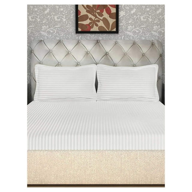 RV Bunk(30x75) Sheet Set 4 Pcs White Stripe, 100 Egyptian Cotton 600