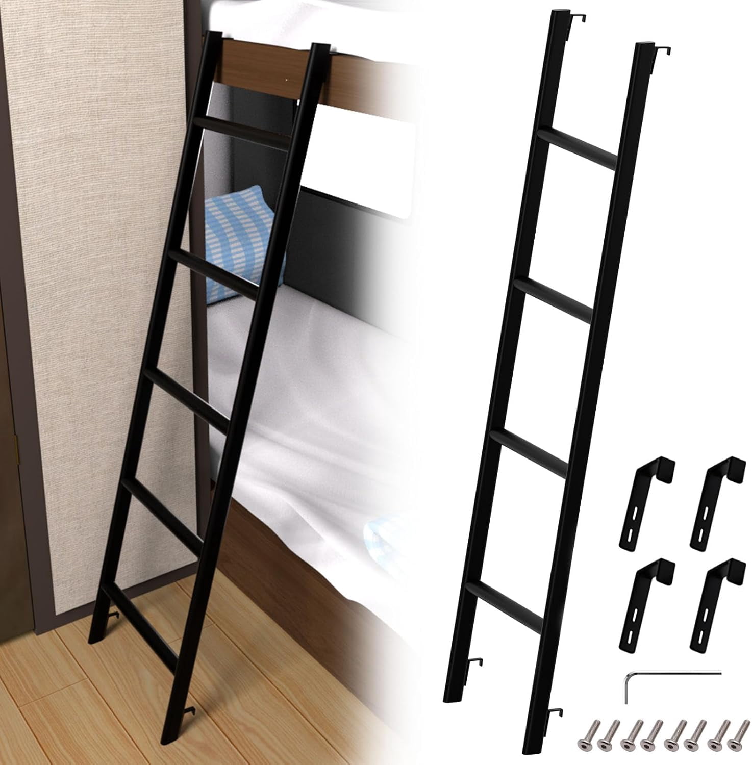 RV Bunk Bed Ladder Heavy Duty Travel Trailer Bed Ladders with Hook and