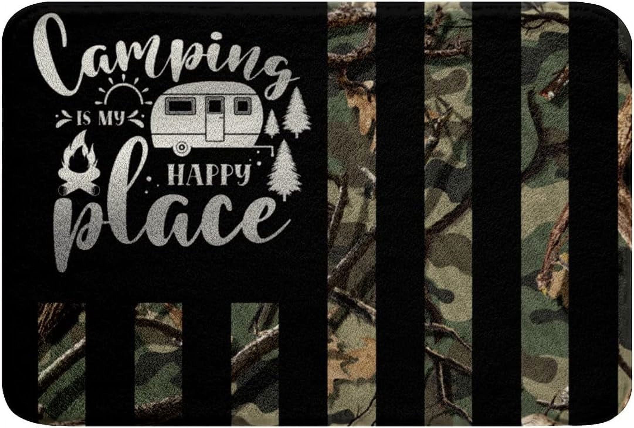 RV Camper Bathroom Rug Mat,16"x24" Nature Camo Tree Leaves Plush ...