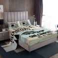 thumbnail image 1 of RV Camper Bed Sheets Queen,Camping Sheet Set Camping Decor,RV Travel Car Camping Fitted Sheet,Hand Drawn Wooden Grunge Vintage Bed Set Camping Accessories Teal Green Blue, 1 of 5