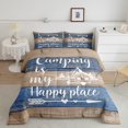 thumbnail image 1 of RV Camper Bedding Queen,Camping Comforter Set Camping Decor,RV Travel Car Camping Down Comforter for Men Adult,Rustic Wood Board Blue Ombre Art Vintage Quilt Camping Accessories for Inside Khaki, 1 of 6