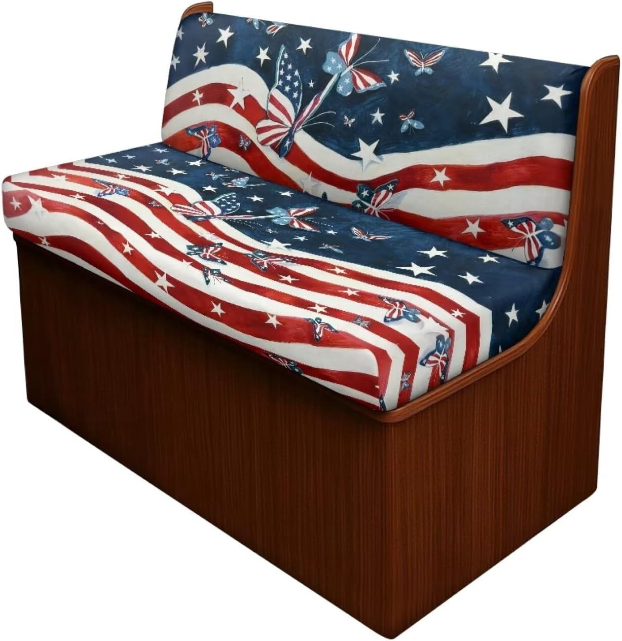 RV Camper Car Bench with American Flag Butterflies Print 1 Backrest ...