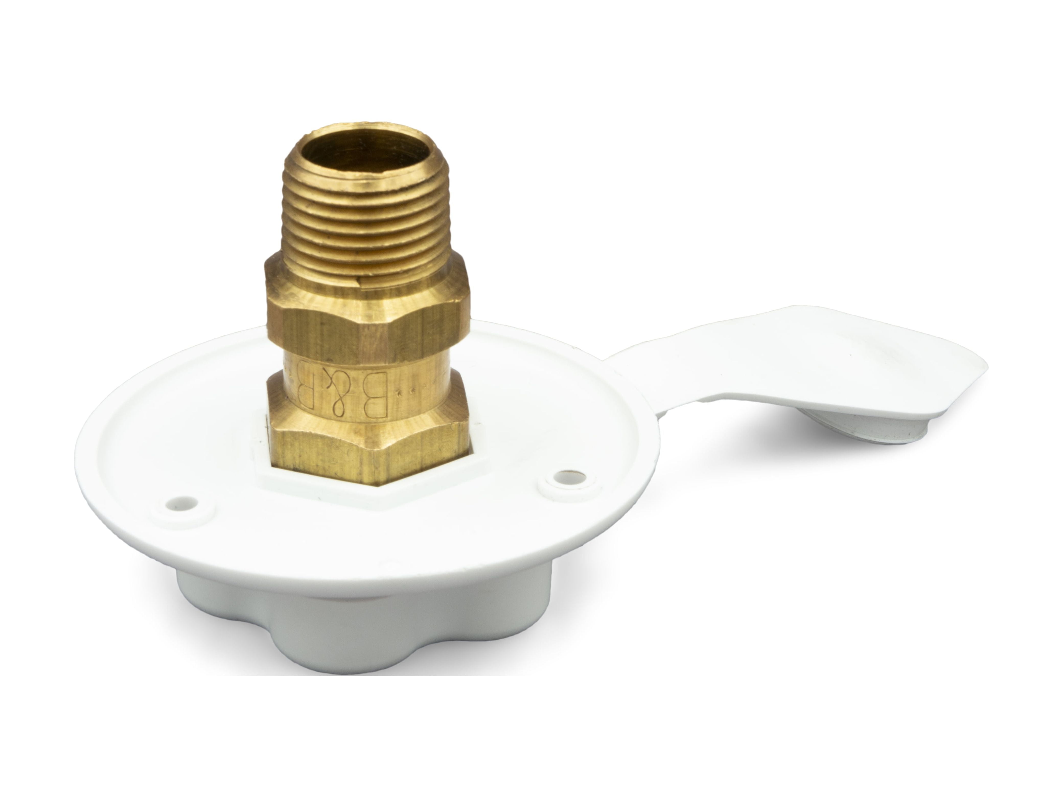 RV Camper City Water Inlet Flange With Brass Check Valve Polar White PN 94214