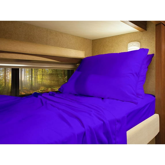 RV Camper King 72" X 80" Sheet Set 400 Thread-Count 100% Egyptian Cotton 12-Inch Deep Pockets - Made for RV - Purple Color