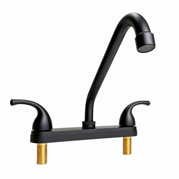 RV Camper Kitchen Sink Faucet, 8 Inch Centerset 2 Handles Design, High Arc 360° Swivel Spout, Compatible with 8in 2/3 Holes Sinks for Motorhomes, Travel Trailers & Mobile Kitchens