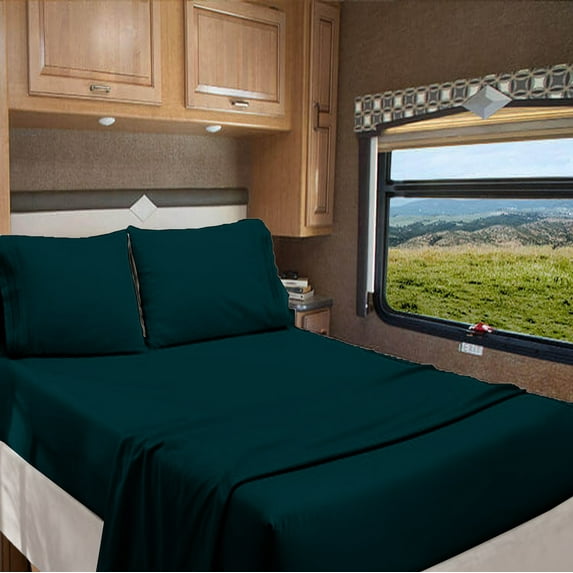RV Camper Queen 60" X 80" | 700-TC Egyptian Cotton Sheet Set 8 inch Deep Pockets - Made for RV - Teal Blue Color