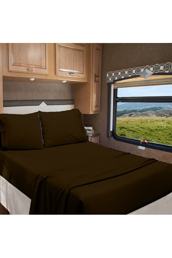 RV Camper Queen 60" X 80" | 800-TC Egyptian Cotton Sheet Set 6 inch Deep Pockets - Made for RV - Chocolate Color