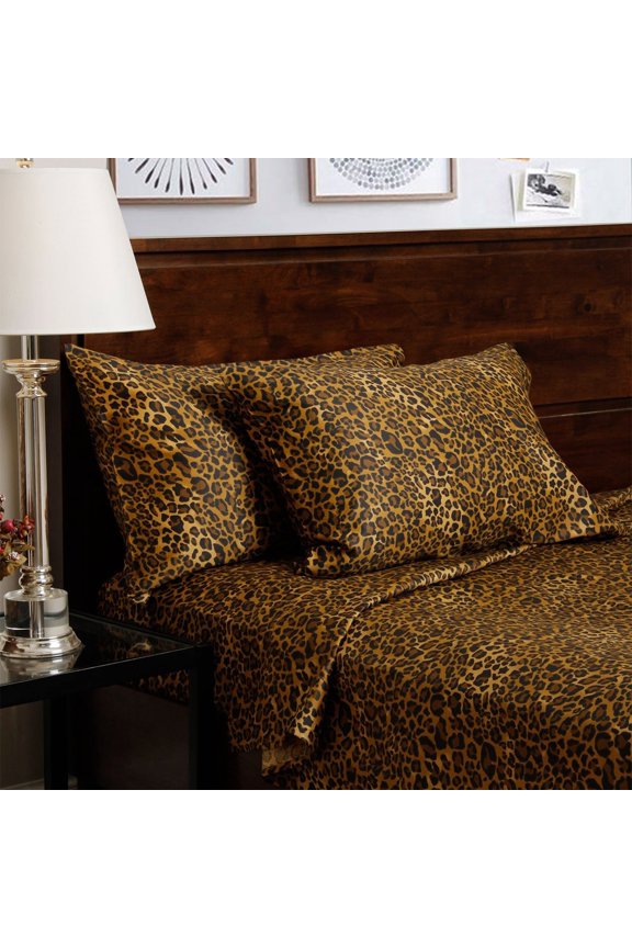 RV Camper Queen 60" X 80" | 800-TC Organic Cotton Sheet Set 12 inch Deep Pockets - Made for RV Motorhome Bunk Bed - Leopard Print Color