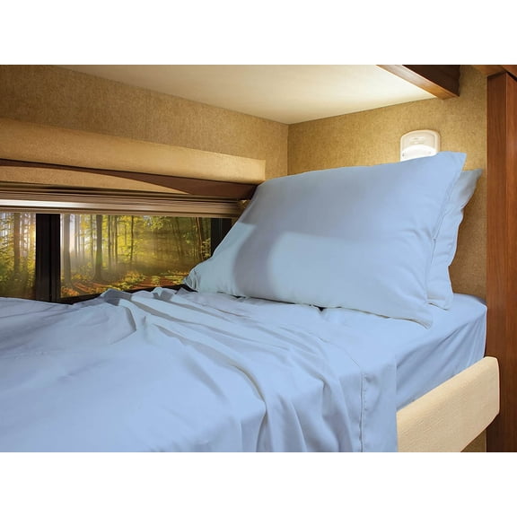 RV Camper Queen 60" X 80" Sheet Set 400 Thread-Count 100% Egyptian Cotton 6-Inch Deep Pockets - Made for RV - Light Blue Color
