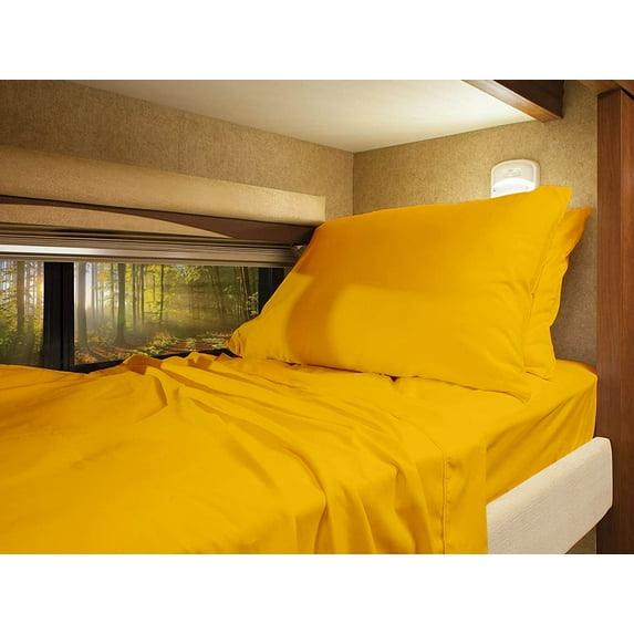 RV Camper Queen 60" X 80" Sheet Set 600 Thread-Count 100% Egyptian Cotton 12-Inch Deep Pockets - Made for RV - Golden Color