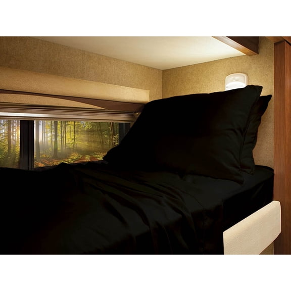 RV Camper Queen 60" X 80" Sheet Set 600 Thread-Count 100% Egyptian Cotton 10-Inch Deep Pockets - Made for RV - Black Color