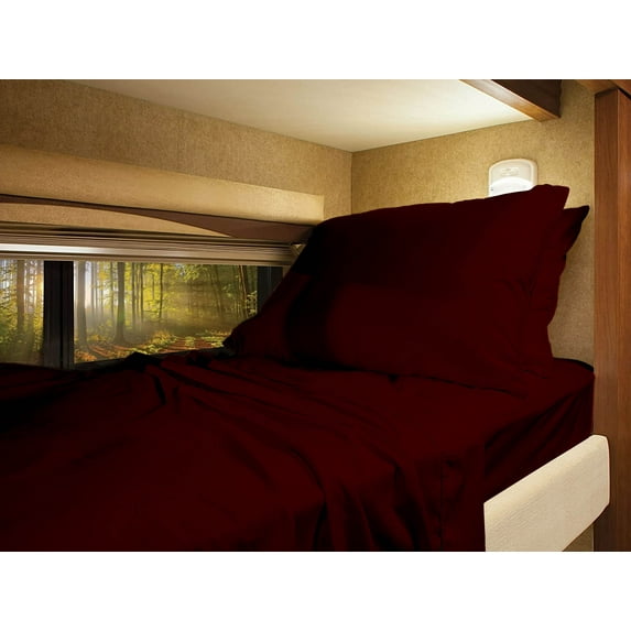 RV Camper Queen 60" X 80" Sheet Set 600 Thread-Count 100% Egyptian Cotton 10-Inch Deep Pockets - Made for RV - Wine Color