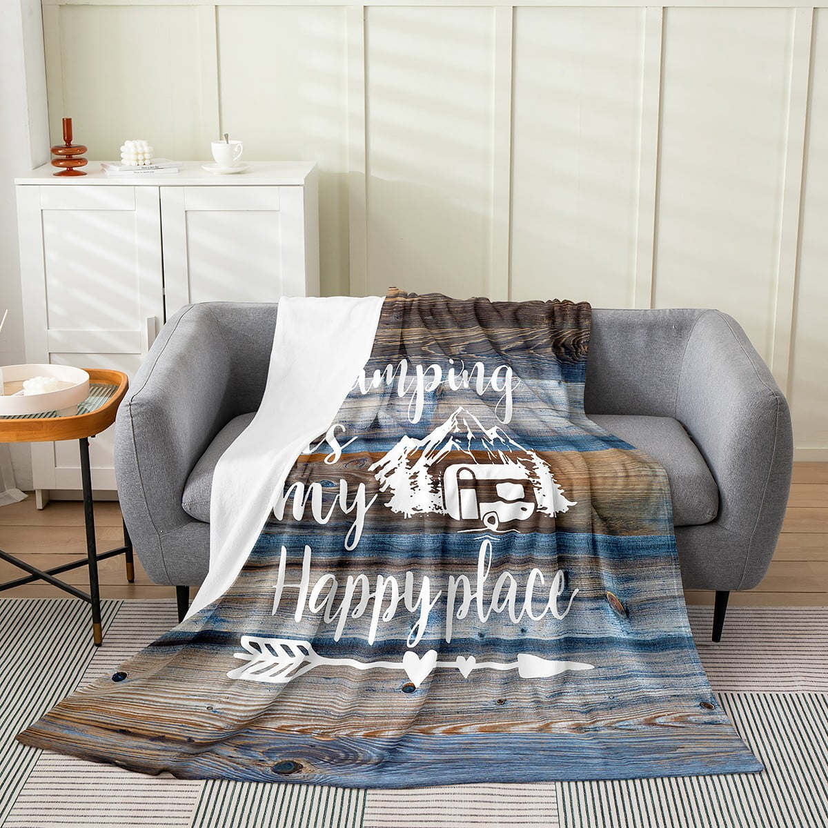 Camping themed throw blanket hotsell