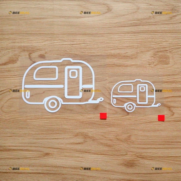 RV Camper Trailer Trash Car Truck Van Funny Sticker Decal Vinyl - 2 Pack White, 3 Inches, 5 Inches - No Background Die Cut