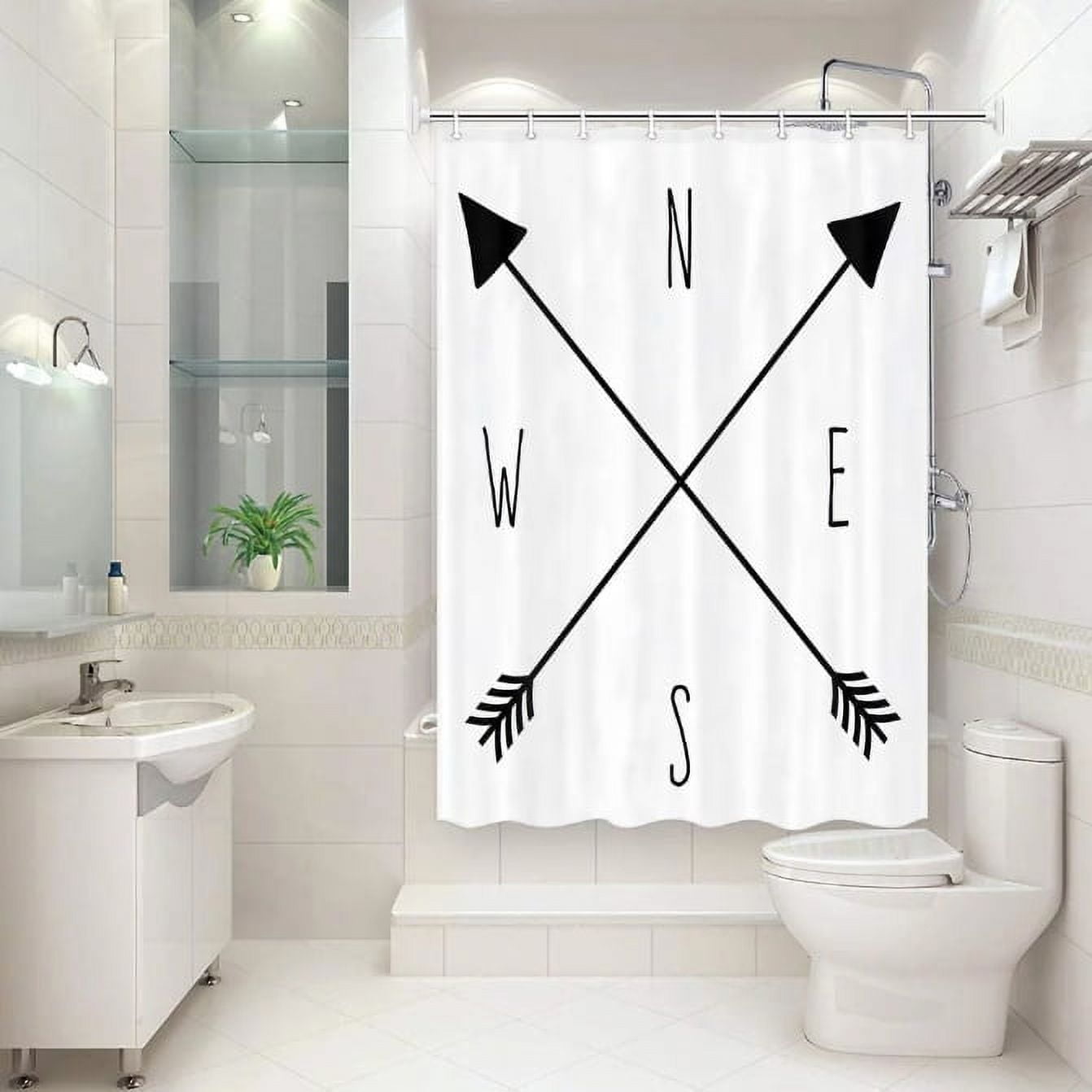 RV Camping Shower Curtain for Camper Trailer Camping Bathroom, Compass ...