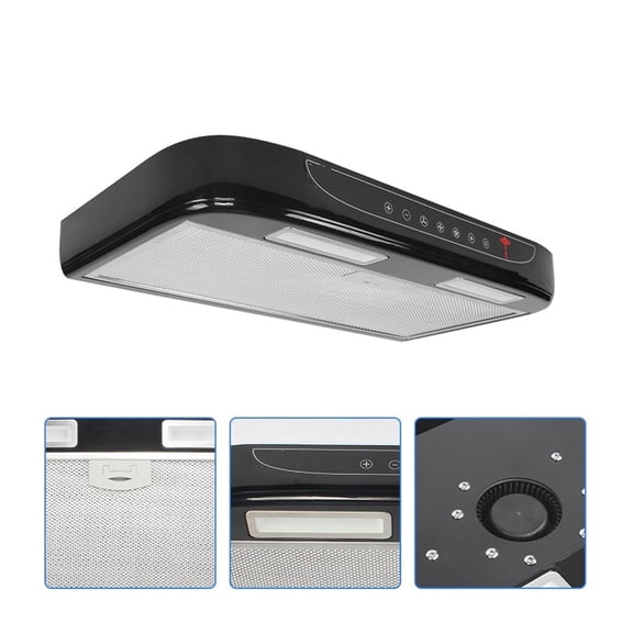 RV Caravan Accessories Vehicle Mounted Range Hood Black With LED Light Stainless Steel Mesh For Motorhom Camper ,RV Universal Fit
