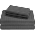 thumbnail image 1 of RV Cotton Sheets, 4 PC RV Camper/Bunk/Truck Sleeper Cot Sheets, 15 To 16 Inch Deep Pocket, Fully Elasticized & 100% Egyptian Cotton Sheets - Dark Grey Stripe, RV Short King, 400 Thread Count.., 1 of 6