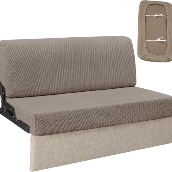RV Couch Covers For Sofa Bed, Stretch RV Sofa Cover Tie Down Van Couch Slipcover Universal 50 73 Inch T Shaped Protector For Travel Trailer