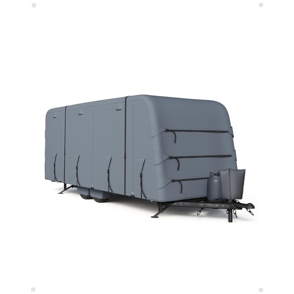 RV Cover for Travel Trailer 21-24FT, Heavy Duty 6-Layer Travel Trailer Cover Waterproof UV Resistant, Windproof Camper Cover with Tire Covers, Gray