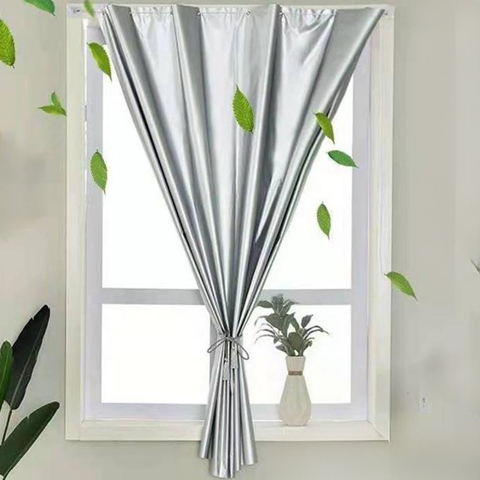 RV Curtain Set No-Drill Installation | Silver 100% Polyester Privacy Curtain for Bathroom Bedroom | Easy Clean Light Control | Hook & Lanyard Included | 27.5x40in Single Panel