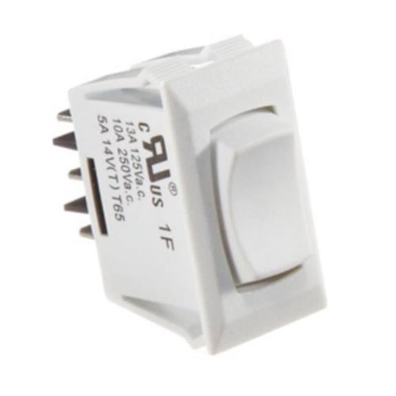 RV Designer  0.55 in. Cut-out 10A Momentary On, off & Momentary on SPDT White Rocker Switch