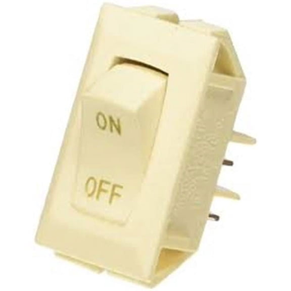 RV Designer 0.55 x 1.12 in. 10A On, Off SPST Cut-out Ivory Rocker Switch with Gold Text