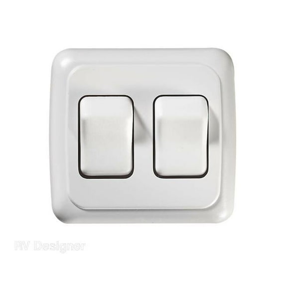 RV Designer 1.62 x 2.43 in. Contoured Wall Switch with On-Off Spst Cut-out, White