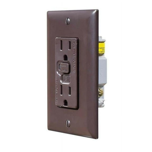 RV Designer  Brown Dual GFCI Outlet with Cover Plate
