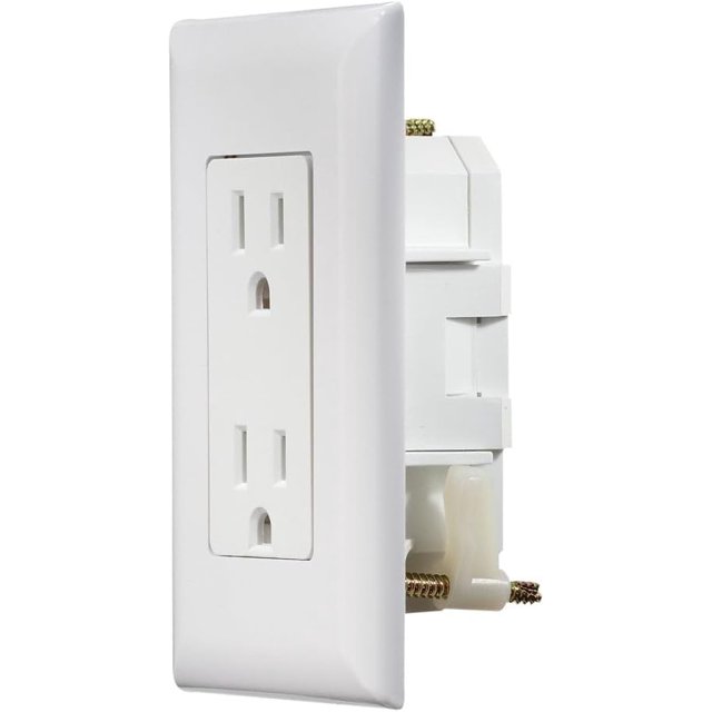 RV Designer S811, Self Contained Dual Outlet with Cover Plate, White