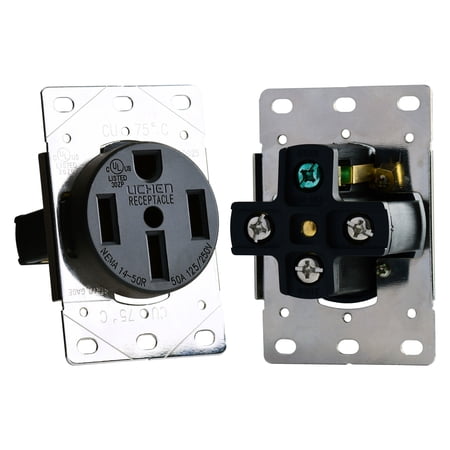 RV Designer S981 AC Flush Mount Receptacle in Plate - 50 Amp, 4-Wire