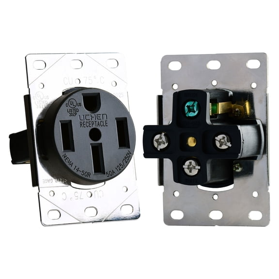 RV Designer S981 AC Flush Mount Receptacle in Plate - 50 Amp, 4-Wire