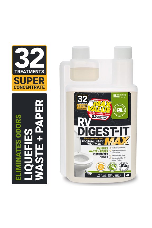 Digest-It Max RV Toilet Treatment, 32 Treatments, Super Concentrated Liquid in Easy-Measure Bottle 32 fl oz