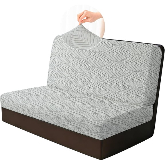 RV Dinette Cushion Covers, 2PCS Leaf RV Couch Cover, Camper Cushion Covers, Camper-rv Sofa Cover for Couch, Bench Seat & Dinette Booth Cushions(Light Grey,[39.4" to 49.2"]×[19.7" to 25.6"])