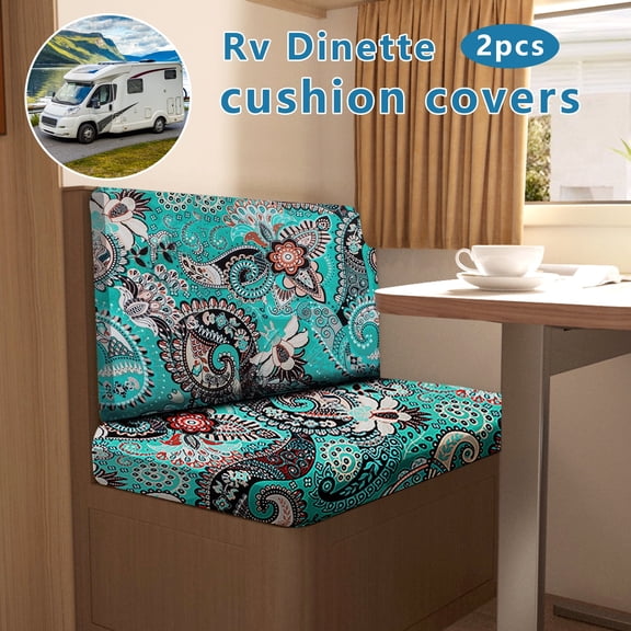 RV Dinette Cushion Covers  Print RV Seat Covers 2 Pack Camper Cushion Covers Dinette Booth Set Stretch Washable Couch Cover for RV Camper Sofa