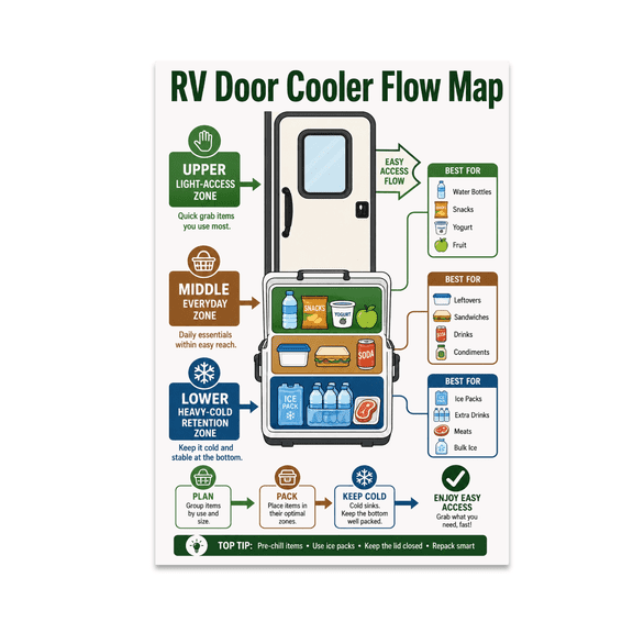 RV Door Cooler Flow Map - RV Camping Enthusiast - 13x19 Poster Print